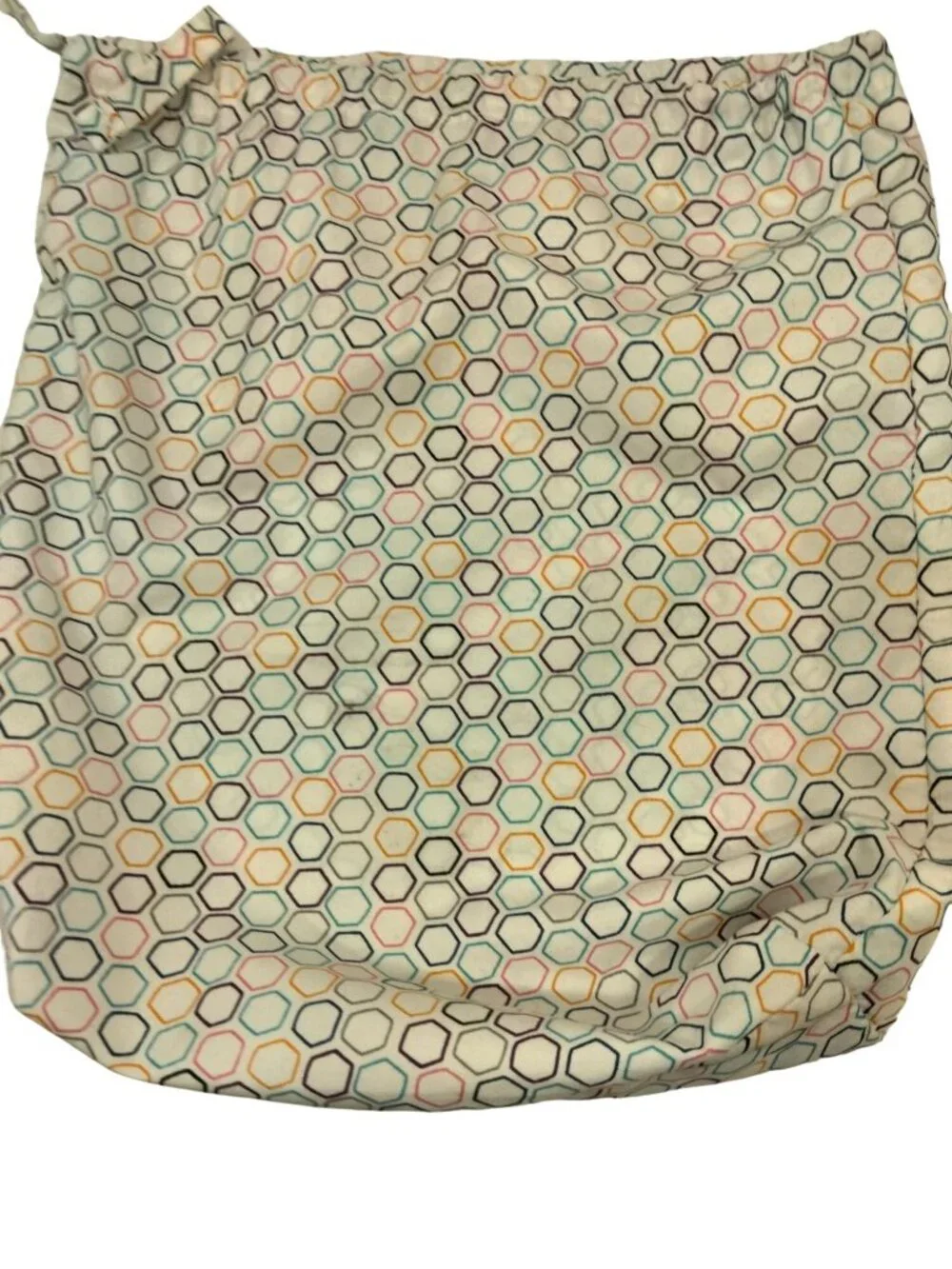 Fabric Storage Drawstring White Geometric Octagon Travel Laundry 12 x 15